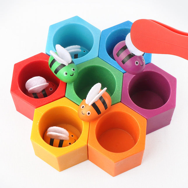 Children's Catching Bees Montessori Hive Game Children's Fine Movements Hand-Eye Coordination Color Cognitive Toy