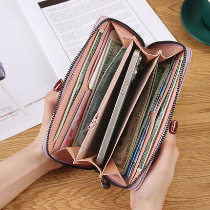 [Event Promotion] New Trendy Embossed Single Pull Women's Wallet Clutch Zipper Multi-Card Slot Women's Bag Ready in Stock