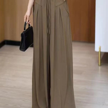 Long Skirt Pants with a Draping Effect for Women, Spring and Summer Casual High-End Style, Slimming Ice Silk, Petite Yamamoto Wide-Leg Long Skirt