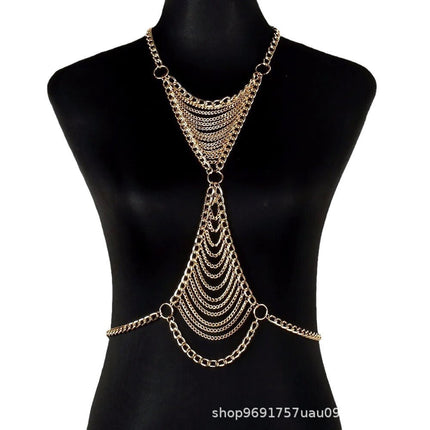 European and American Beach Bikini Body Chain Chest Chain Waist Chain Sexy Body Chain Amazon Best-Selling Metal Chain