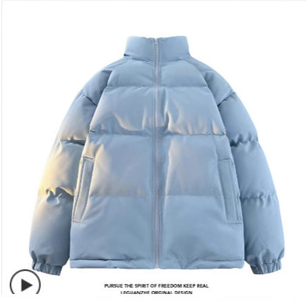 2025 Winter Men's Thickened Warm Stand Collar Cotton Jacket Couple Cross-Border Korean Fashion Puffer Jacket Cotton Coat