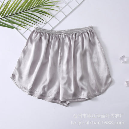 Green Silk Leaf Silk Pajamas Women's Home Shorts Silk Beach Pants Summer Casual Versatile Large Pants