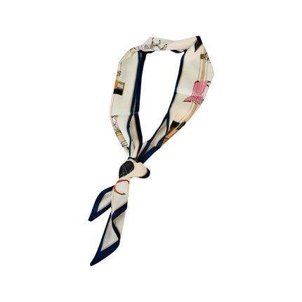 2025 European and American-style Beveled Silk Scarf Cross-border Silk Cashew Dot Long High-end Ribbon Scarf Women's Belt
