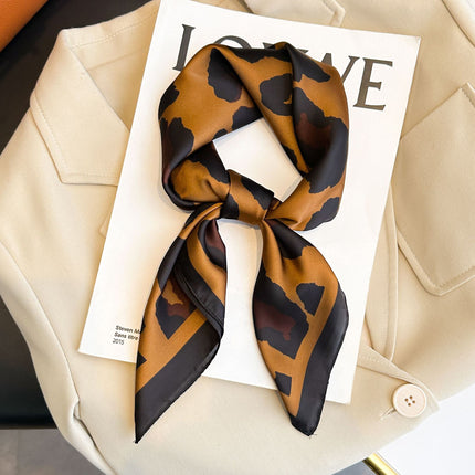 Simulated Silk Printed Silk Scarf for Women, Korean Cashew Leopard Print Headscarf, Four-Season Scarf, Professional Scarf Wholesale