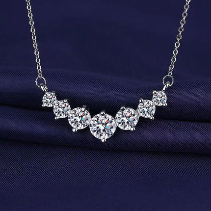 New One-Carat Moissanite Seven-Star Smiley Face Necklace Straight Pendant Jewelry for Women Simple High-End Necklace