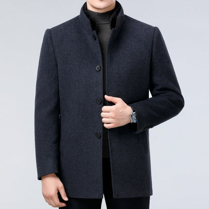 High-End Double-Sided Cashmere Outwear, Middle-Aged Dad's Woolen Mink Fur Collar, Removable Liner Windbreaker, Men's Jacket