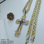 Steel gold pendant 6mm*60cm flat section chain / S.STEEL