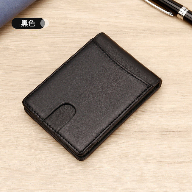 in stock foreign trade rfid gold clip card bag minimalist men's retro wallet cross-border crazy horse leather pull wallet