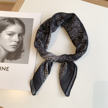 Autumn Maillard Wine Red Artistic Retro Small Square Decorative Scarf Cotton Linen Breathable Waist Flower Hair Belt