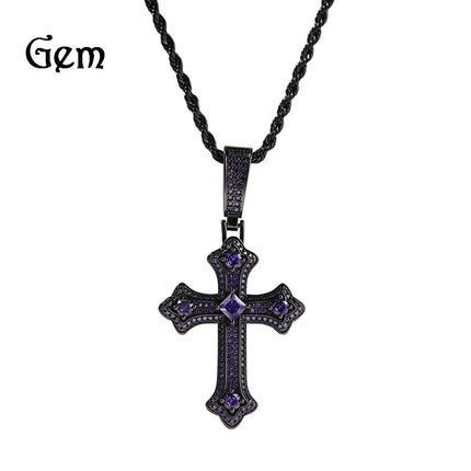 Europe and the United States cross-border jewelry hip-hop cross diamond pendant necklace retro niche Joker Net red necklace wholesale