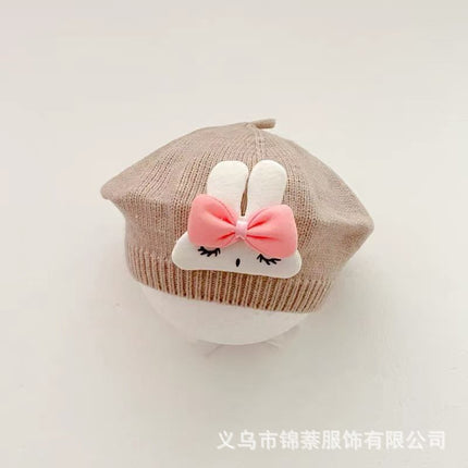 Spring and Autumn Korean Style Baby Boy and Girl Candy Color All-match Knitted Beret Children's Western Style Casual Wool Hat Paintler Hat