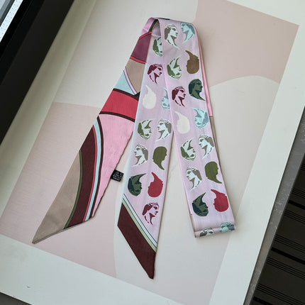 Lined Letter C Puppy Double-Layer Printed All-Match Tie Bag Ribbon Hair Band Ribbon Women's Decorative Small Scarf