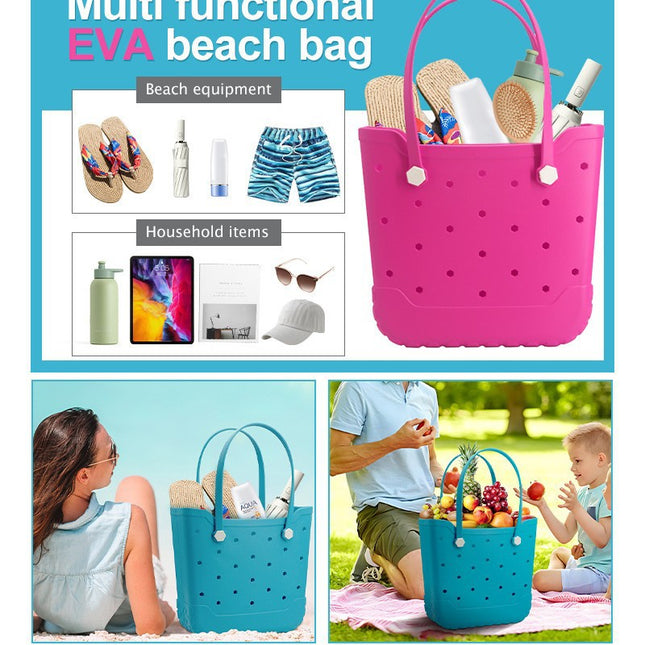 Factory Wholesale Eva Hole Beach Bag Cross-Border Popular Women's Portable Storage Waterproof Silicone Bag Seaside Camping