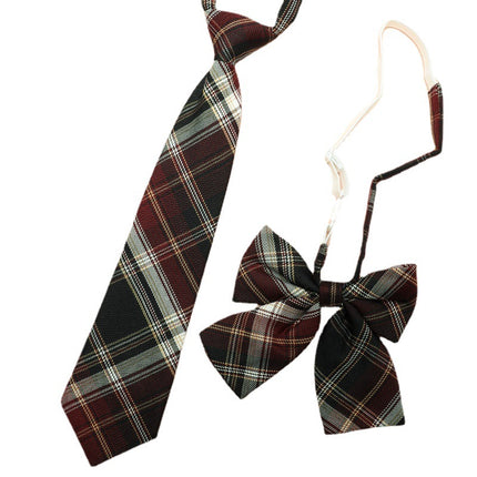 JK Uniform Accessories Non-Tie College Style Plaid Tie Collar Flower suit Flat Corner Bow Tie Feather Root Small Thing with Korean Style