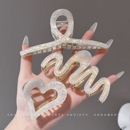 Mermaid Ji Acetic Acid Metal Grab Clip Women's Advanced Sense Hair Volume Shark Clip Exquisite Large Hairpin Back Head Hairpin