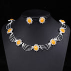 Silver base beeswax color necklace + earring pin