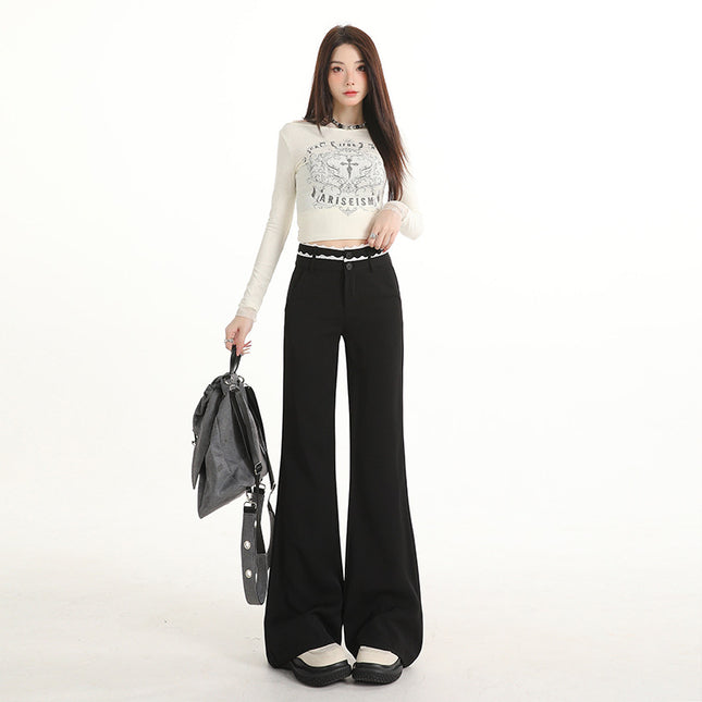 Black Flared Jeans for Women, Autumn New American Style, High-Waisted, Loose, Drapey, Slimming Wide-Leg Bell-Bottom Pants