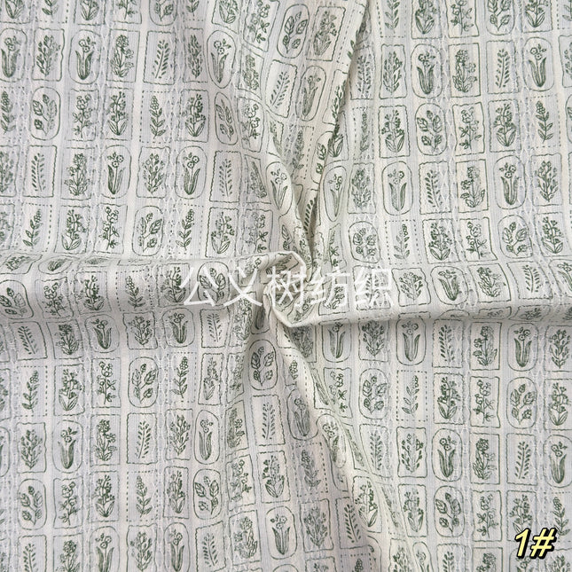 "Flowers in the Mirror" Cotton Lace Jacquard Fabric Spring and Summer New Simple Line Printing Pure Cotton Fabric