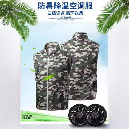 Summer Air Conditioning Clothing Vest Refrigeration Sleeveless Fan Work Clothes Top Outdoor Riding Fishing Take-out Clothing in stock