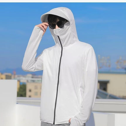 Sun-protective Clothing Men's UV-resistant Outdoor Biking Take-out Face-covered Ice Silk Fishing Skin Summer Breathable Sun-protective Clothing
