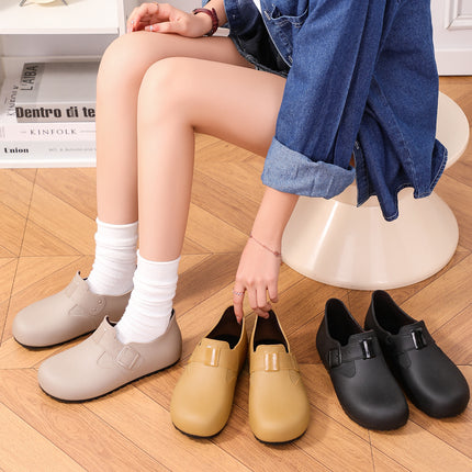 Spring and Summer Flat Low-Top Lazy Water Shoes for Women, Birkenstock Rain Shoes, Stain-Resistant, Easy to Clean, Waterproof Work Shoes for Women