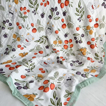 Summer bamboo fiber four-layer gauze blanket children's air conditioning blanket adult student bamboo cotton bed sheet cold feeling blanket kindergarten