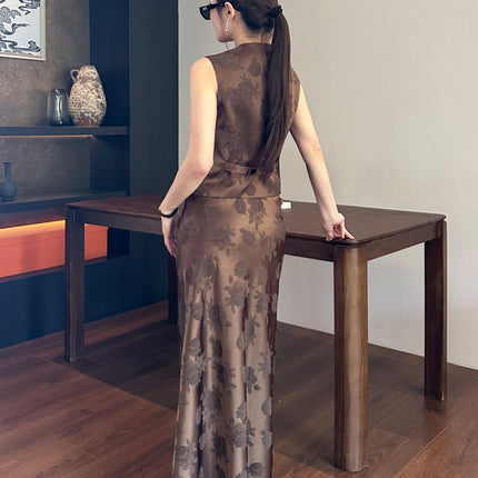 Fangfara Thirteen Lines Wholesale 2025 Summer New Products New Chinese Style National Style Jacquard Retro Skirt Two-Piece Suit