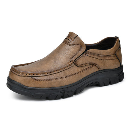 Leather Shoes Men's 2025 New Men's Casual Leather Shoes Genuine Leather Slip-on Outdoor Non-slip Thick Sole Middle-aged and Elderly Dad's Shoes