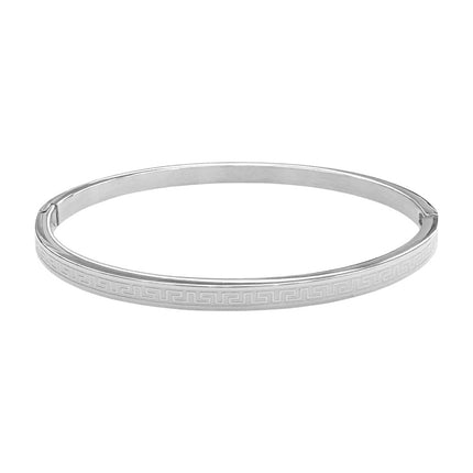 Fashionable Stainless Steel Buckle Bracelets for Men and Women, Great Wall Pattern, Multiple Sizes, Ready-Made Wholesale Accessories