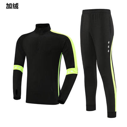 2024 autumn and winter football uniform half zipper long sleeve coat children's adult training clothing suit sports appearance clothing fleece-lined