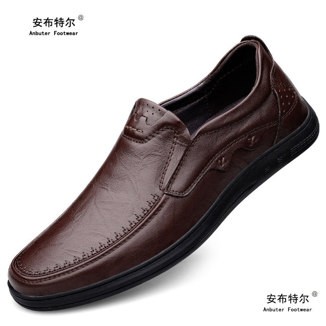 2026 Spring/Summer Men's Genuine Leather Shoes, All-Season Style, Top Layer Cowhide, Soft Leather, Soft Sole, Wear-Resistant Business Loafers