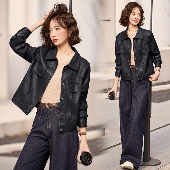 Haining Vegetable Tanned Sheepskin 2025 Spring and Autumn New Genuine Leather Clothing Women's Small Casual Jacket Coat Short Women