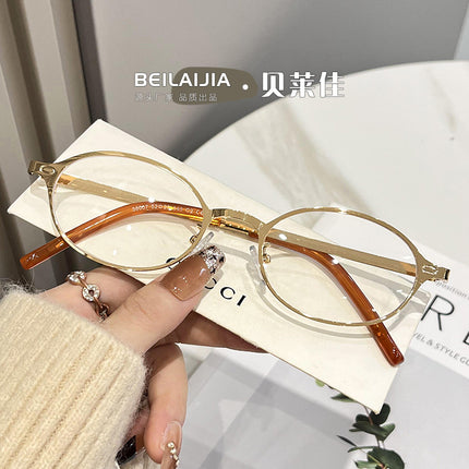 Metal Small Frame Nerd-Style Glasses for Women, Metal High-End Feel, Men's Fashion, Cross-Border Korean Style, New Decorative Resin