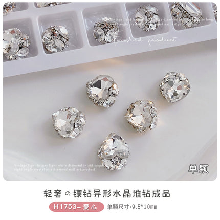 White-transparent finished pile drill nail art accessories high-level hand pile drill ball flash full drill large right angle nail drill accessories