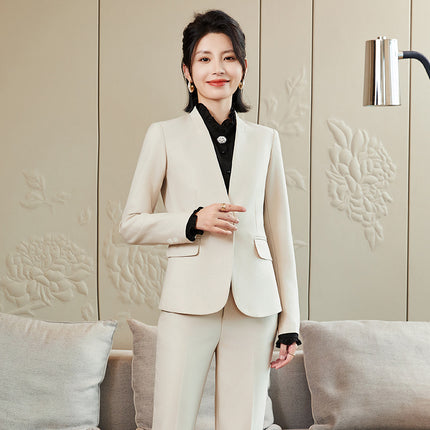 Khaki Suit Women's 2024 Autumn and Winter Fashion Green Business Wear European and American Casual Wide Long Two-Piece Suit