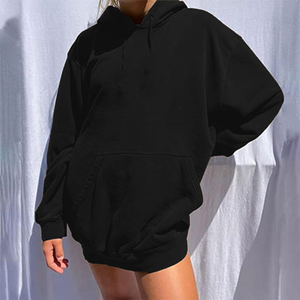 Aliexpress European and American Cross-Border Autumn New Products in Stock Off-Shoulder Hooded Warm Sweatshirt Pure Color Simple Without Printing
