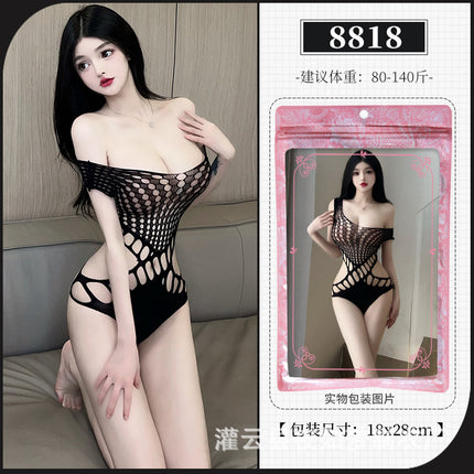 Black Stockings Sexy Couple Pajamas Sexy Suit Bed Teasing Intimates Emotional Fun Fun Exposing Emotions Qqny