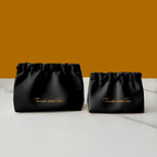 Set [large + small] / Pleated storage bag-black