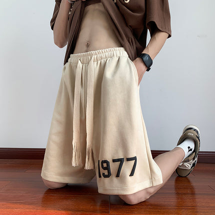 Suede Heavy Shorts High Street Men's Fashion Brand Summer All-match Loose plus size American Basketball Sports Drawstring Pants
