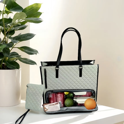 Cross-Border Hot Selling 2-in-1 Handbag Lunch Bag Combination Bag Large Portable Thermal Bag Women's Cross-Axillary Bag