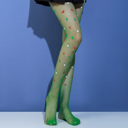 Fishnet Stockings Cute Heart Printed Green Slimming Legs Women's Pantyhose Leggings White Silk Stockings Pantyhose