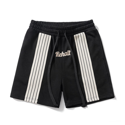 300g terry shorts bar striped contrast men's American retro pants casual pants loose sports men's shorts