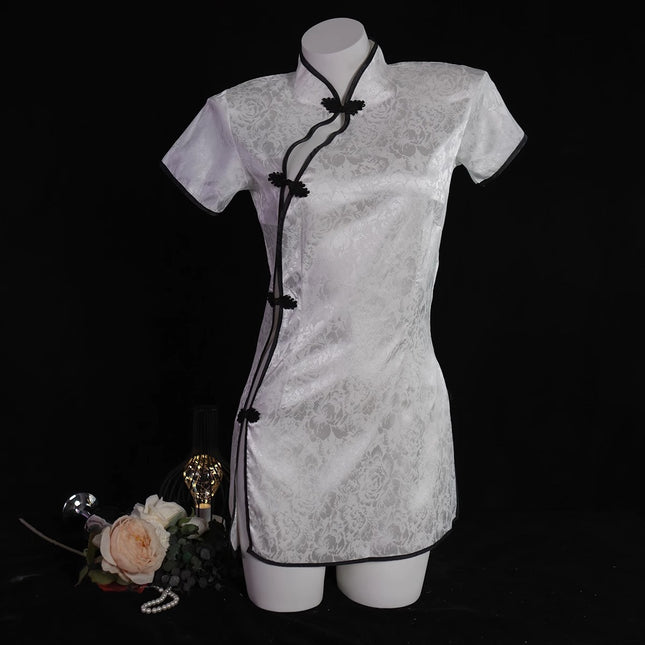 Sexy cheongsam pajamas pure desire to uniform sexy lingerie temptation hot bed satin high split high sense