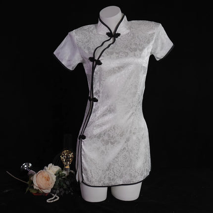 Sexy cheongsam pajamas pure desire to uniform sexy lingerie temptation hot bed satin high split high sense