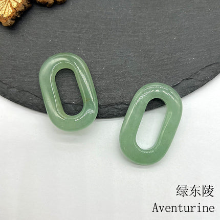 Natural Crystal Amethyst Rose Quartz O-Ring Pendant Tiger Eye Aventurine Jade Large Hole Oval Circle DIY Pendant Accessories