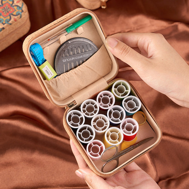 Amazon Cross-Border Household Practical Portable Multi-Functional Retro Sewing Box Sewing Kit Sewing Hand Sewing Set Tool