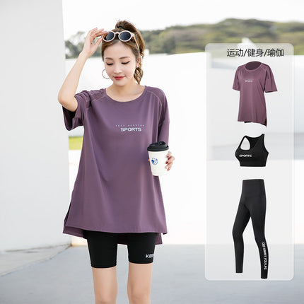 Sports suit Women's Yoga Fitness Clothes Running Gym Summer Breathable plus size chubby girl Belly Covering Slim Loose