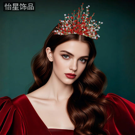 Yixing European and American Cross-Border Hair Accessories Comb Wholesale Luxury High-End Crown Hair Accessories Heavy Handmade Forest Hair Crown A326
