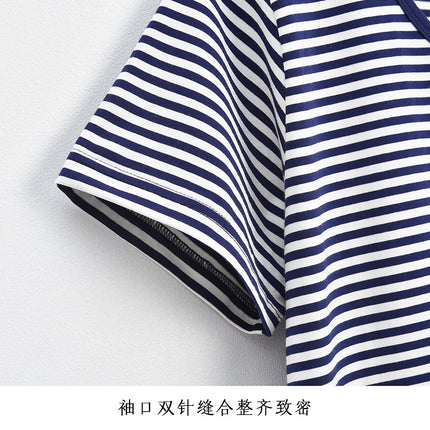Foreign trade original order! Factory direct supply of high goods! Cotton Striped Short-sleeved Mid-length Nightgown Home Dress Pajamas Cotton