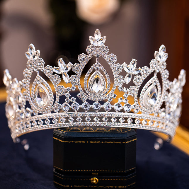 European and American Cross Border Bride Crown Fashion Crystal Birthday Headwear Vintage Queen Hair Accessories Ball Crown Original Wholesale